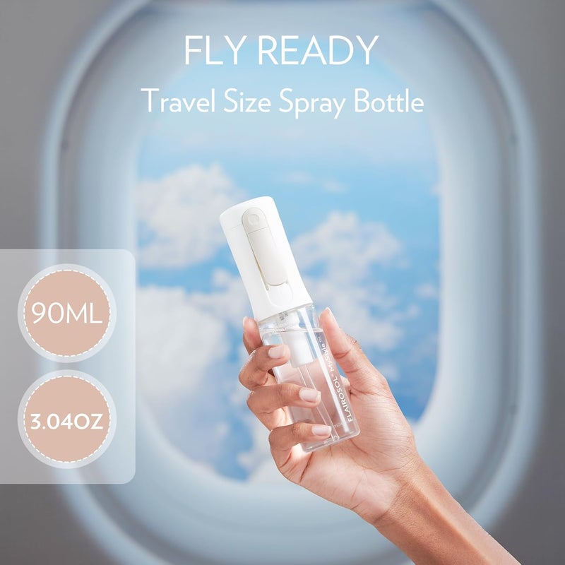 Flairosol MyStyle، زجاجة رذاذ للشعر - زجاجة رذاذ صغيرة للسفر، رذاذ مائي فائق النعومة مستمر للوجه، تصفيف الشعر، صالون، تنظيف، جمال، تونر، ترطيب ومكياج، 3.04 أونصة / 90 مل، أبيض - Image 2